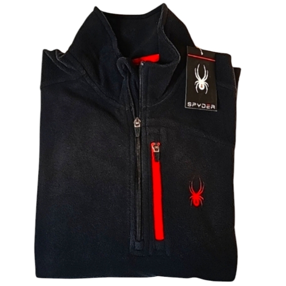 🆕️Spyder Black Pullover Fleece Longsleeve Jacket. Men's Size: Medium - Picture 1 of 11
